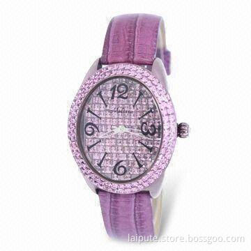 Fashionable Jewelry Wristwatch with Diamonds on Face and Alloy Case